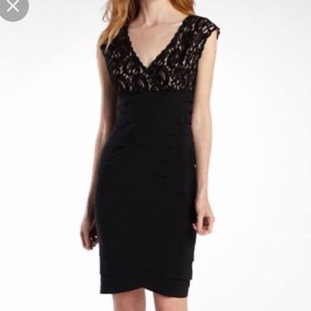 JONES WEAR Black Lace Tiered Dress/Size 4